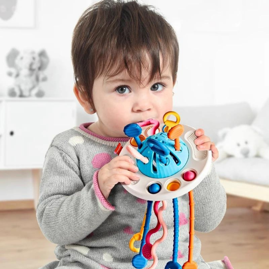Jouet sensoriel pieuvre – anneau de dentition en silicone pour bébé