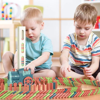 Petit train à dominos automatique – jeu de construction et réaction en chaîne