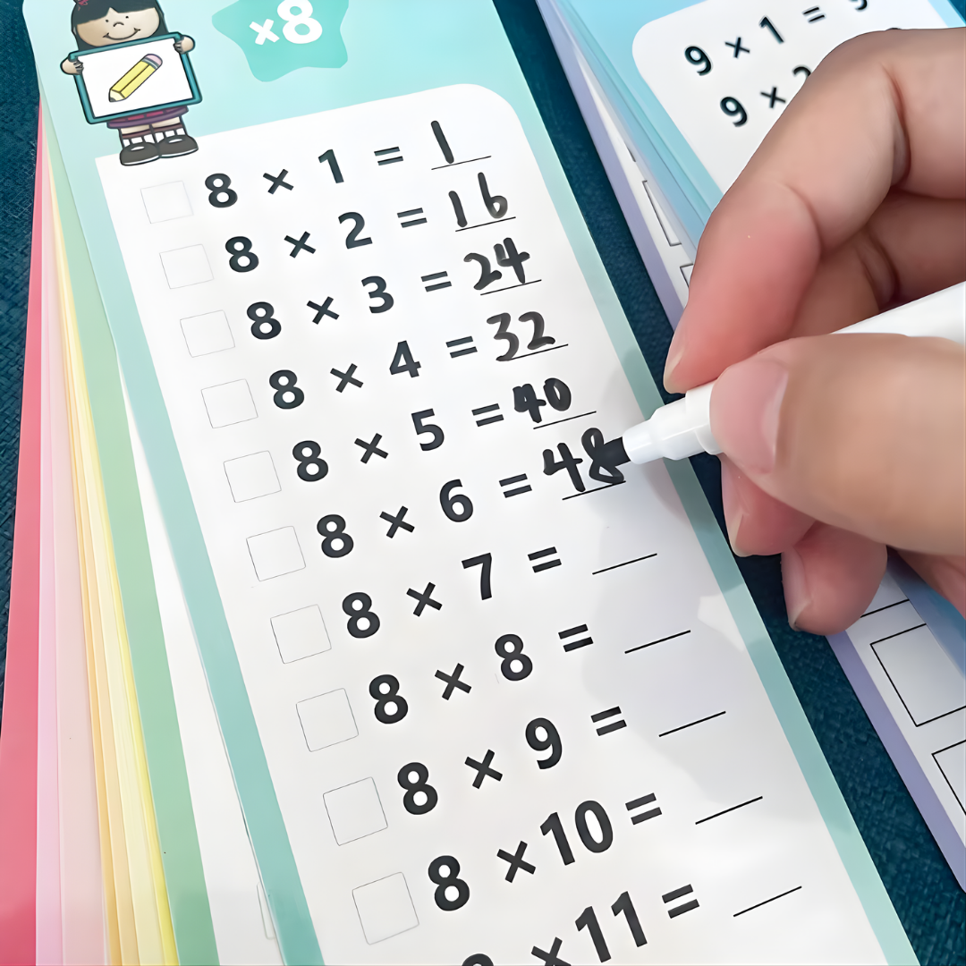 15 Cartes de Multiplication à Écrire et Effacer