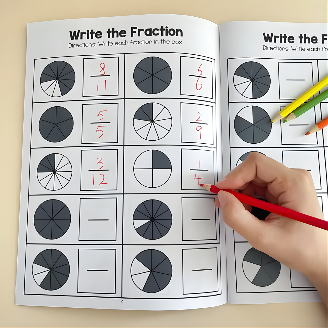 Cahier d'Apprentissage Fraction Action : Écrire, Colorier & Associer