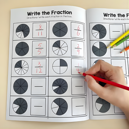 Cahier d'Apprentissage Fraction Action : Écrire, Colorier & Associer