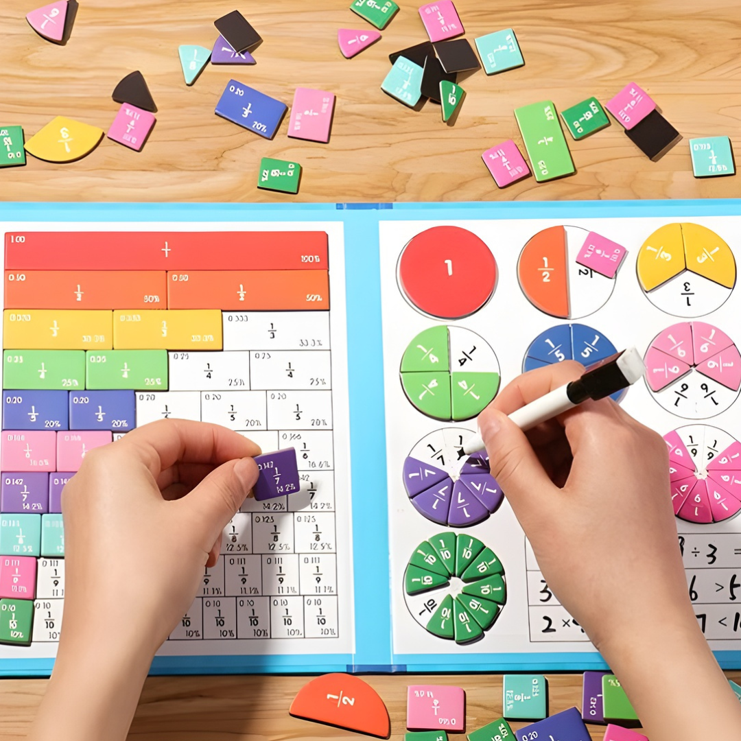 Magnetic Fraction Learning Puzzle Set | Montessori Educational Toy for Kids